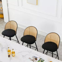 Bekrvio tabourets de bar pivotants mid-century modernes 26 lot de 2/3/4, chaises de bar rembourrées en bouclé avec dossier en rotin et pieds métalliques pour comptoir de cuisine