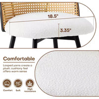 Bekrvio tabourets de bar pivotants mid-century modernes 26 lot de 2/3/4, chaises de bar rembourrées en bouclé avec dossier en rotin et pieds métalliques pour comptoir de cuisine