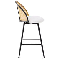 Bekrvio tabourets de bar pivotants mid-century modernes 26 lot de 2/3/4, chaises de bar rembourrées en bouclé avec dossier en rotin et pieds métalliques pour comptoir de cuisine