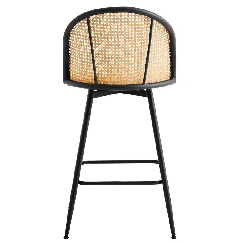 Bekrvio tabourets de bar pivotants mid-century modernes 26 lot de 2/3/4, chaises de bar rembourrées en bouclé avec dossier en rotin et pieds métalliques pour comptoir de cuisine