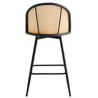 Bekrvio tabourets de bar pivotants mid-century modernes 26 lot de 2/3/4, chaises de bar rembourrées en bouclé avec dossier en rotin et pieds métalliques pour comptoir de cuisine