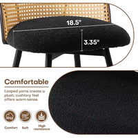Bekrvio tabourets de bar pivotants mid-century modernes 26 lot de 2/3/4, chaises de bar rembourrées en bouclé avec dossier en rotin et pieds métalliques pour comptoir de cuisine