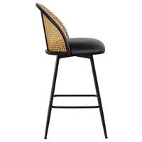 Tabourets de bar pivotants Bekrvio 26 Mid-Century Modern, lot de 2/3/4, chaises de bar rembourrées en similicuir avec dossier en rotin et pieds en métal pour comptoir de cuisine