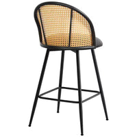 Tabourets de bar pivotants Bekrvio 26 Mid-Century Modern, lot de 2/3/4, chaises de bar rembourrées en similicuir avec dossier en rotin et pieds en métal pour comptoir de cuisine