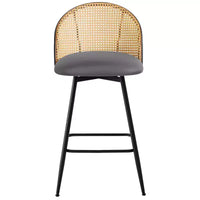 Tabourets de bar pivotants Bekrvio 26 Mid-Century Modern, lot de 2/3/4, chaises de bar rembourrées en similicuir avec dossier en rotin et pieds en métal pour comptoir de cuisine