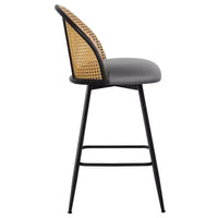 Tabourets de bar pivotants Bekrvio 26 Mid-Century Modern, lot de 2/3/4, chaises de bar rembourrées en similicuir avec dossier en rotin et pieds en métal pour comptoir de cuisine