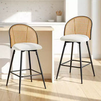 Tabourets de bar pivotants Bekrvio 26 Mid-Century Modern, lot de 2/3/4, chaises de bar rembourrées en similicuir avec dossier en rotin et pieds en métal pour comptoir de cuisine