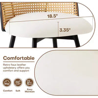 Tabourets de bar pivotants Bekrvio 26 Mid-Century Modern, lot de 2/3/4, chaises de bar rembourrées en similicuir avec dossier en rotin et pieds en métal pour comptoir de cuisine