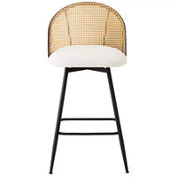 Tabourets de bar pivotants Bekrvio 26 Mid-Century Modern, lot de 2/3/4, chaises de bar rembourrées en similicuir avec dossier en rotin et pieds en métal pour comptoir de cuisine