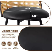 Tabourets de bar pivotants Bekrvio 26 Mid-Century Modern, lot de 2/3/4, chaises de bar rembourrées en similicuir avec dossier en rotin et pieds en métal pour comptoir de cuisine