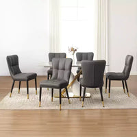 Bekrvio Lot de 6 chaises de salle à manger, modernes, rembourrées, en similicuir, avec haut dossier, pieds en métal, chaises de cuisine sans accoudoirs pour salon et salle à manger