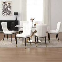 Bekrvio Lot de 6 chaises de salle à manger, modernes, rembourrées, en similicuir, avec haut dossier, pieds en métal, chaises de cuisine sans accoudoirs pour salon et salle à manger