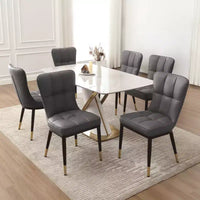 Bekrvio Lot de 6 chaises de salle à manger, modernes, rembourrées, en similicuir, avec haut dossier, pieds en métal, chaises de cuisine sans accoudoirs pour salon et salle à manger