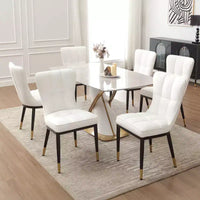 Bekrvio Lot de 6 chaises de salle à manger, modernes, rembourrées, en similicuir, avec haut dossier, pieds en métal, chaises de cuisine sans accoudoirs pour salon et salle à manger