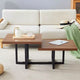 GDFStudio Aaron table basse en bois foncé double plateau 47W avec base métallique entrecroisée