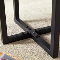 GDFStudio Aaron table basse en bois foncé double plateau 47W avec base métallique entrecroisée