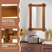 Miroir mural incassable Costway de 30 x 20/35 x 24/40 x 28,5 pouces avec cadre en bois d'acacia et design rivet vintage