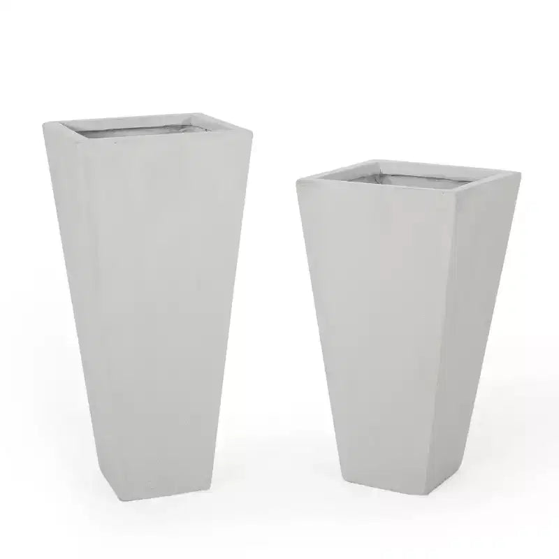 Christopher Knight Home Ella Jardinières extérieures modernes moyenne et petite en pierre reconstituée (lot de 2)
