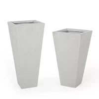 Christopher Knight Home Ella Jardinières extérieures modernes moyenne et petite en pierre reconstituée (lot de 2)
