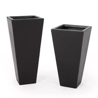 Christopher Knight Home Ella Jardinières extérieures modernes moyenne et petite en pierre reconstituée (lot de 2)
