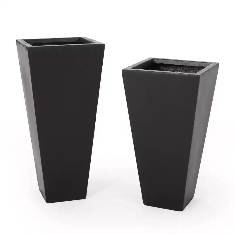 Christopher Knight Home Ella Jardinières extérieures modernes moyenne et petite en pierre reconstituée (lot de 2)
