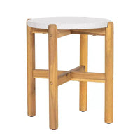 Christopher Knight Home Tobias Table d'appoint ronde rustique d'extérieur en beton leger et bois d'acacia