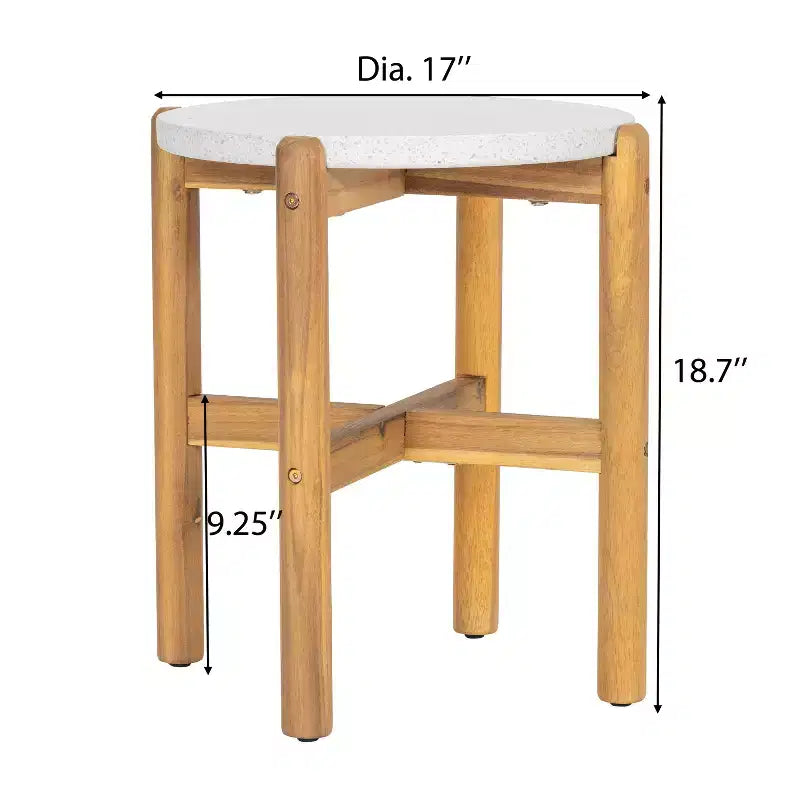 Christopher Knight Home Tobias Table d'appoint ronde rustique d'extérieur en beton leger et bois d'acacia