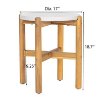 Christopher Knight Home Tobias Table d'appoint ronde rustique d'extérieur en beton leger et bois d'acacia