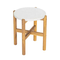 Christopher Knight Home Tobias Table d'appoint ronde rustique d'extérieur en beton leger et bois d'acacia