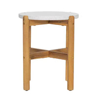 Christopher Knight Home Tobias Table d'appoint ronde rustique d'extérieur en beton leger et bois d'acacia