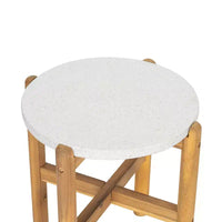 Christopher Knight Home Tobias Table d'appoint ronde rustique d'extérieur en beton leger et bois d'acacia