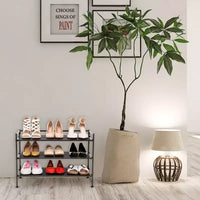 Seville Classics Étagère à chaussures empilable à 3 niveaux en résine, 9 paires