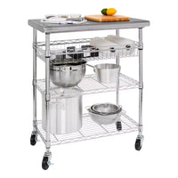 Chariot de travail utilitaire certifié NSF avec plateau en acier inoxydable Seville Classics