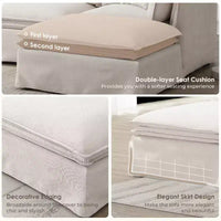 Whisen Canapé sectionnel modulaire 6 places 125,5 avec pouf mobile Tissu chenille siège large Combinaison libre pour salon appartement