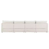 Whisen Canapé sectionnel modulaire 6 places 125,5 avec pouf mobile Tissu chenille siège large Combinaison libre pour salon appartement