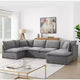 Whisen 125.5 Modular 6-Seat Sectional Sofa with Movable Ottoman Wide Seat Chenille Fabric Free Combination for Living Room Apartment