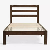 Lit plateforme en bois massif Subrtex avec tête de lit, cadre de lit avec support à lattes en bois, noyer