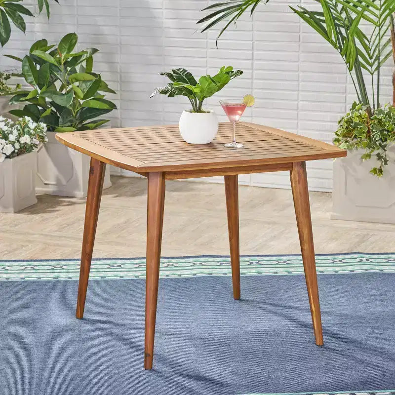 Table à manger carrée d'extérieur en bois d'acacia Reynes Christopher Knight Home