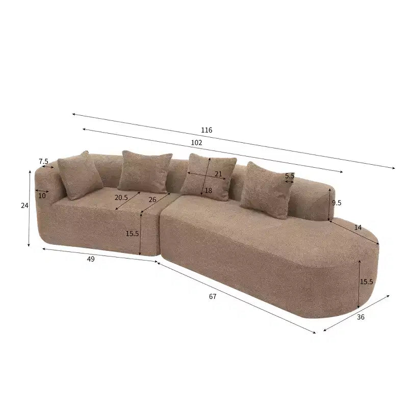 Christopher Knight Home 116 canapé sectionnel courbé moderne avec mousse haute densité et 4 coussins
