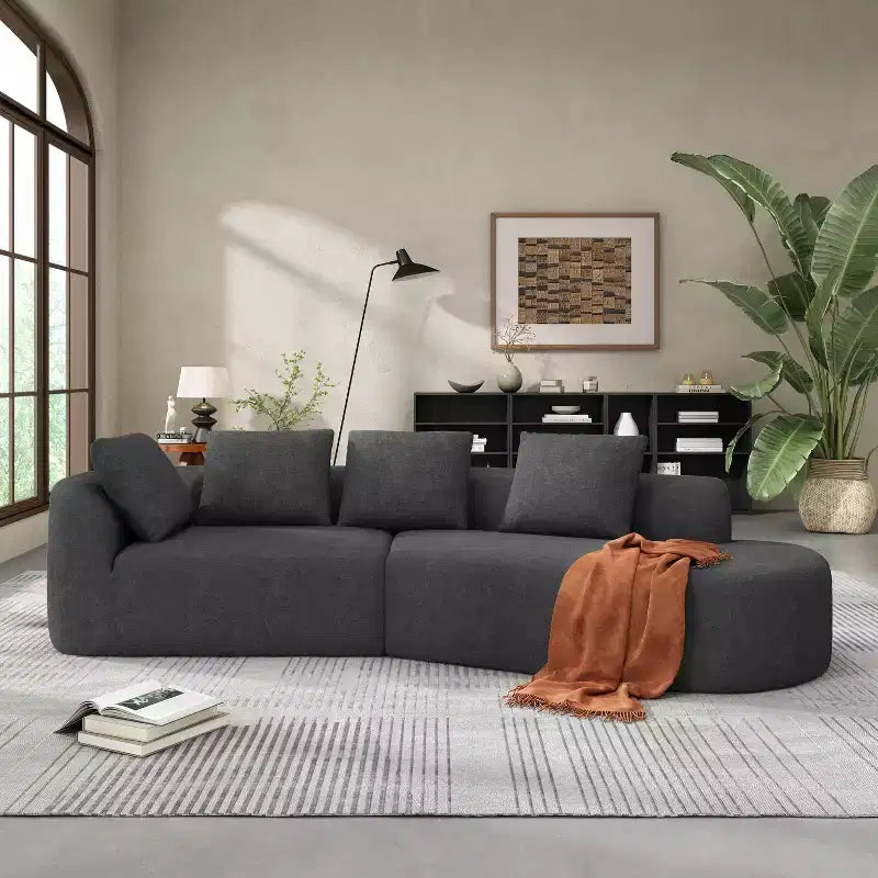 Christopher Knight Home 116 canapé sectionnel courbé moderne avec mousse haute densité et 4 coussins