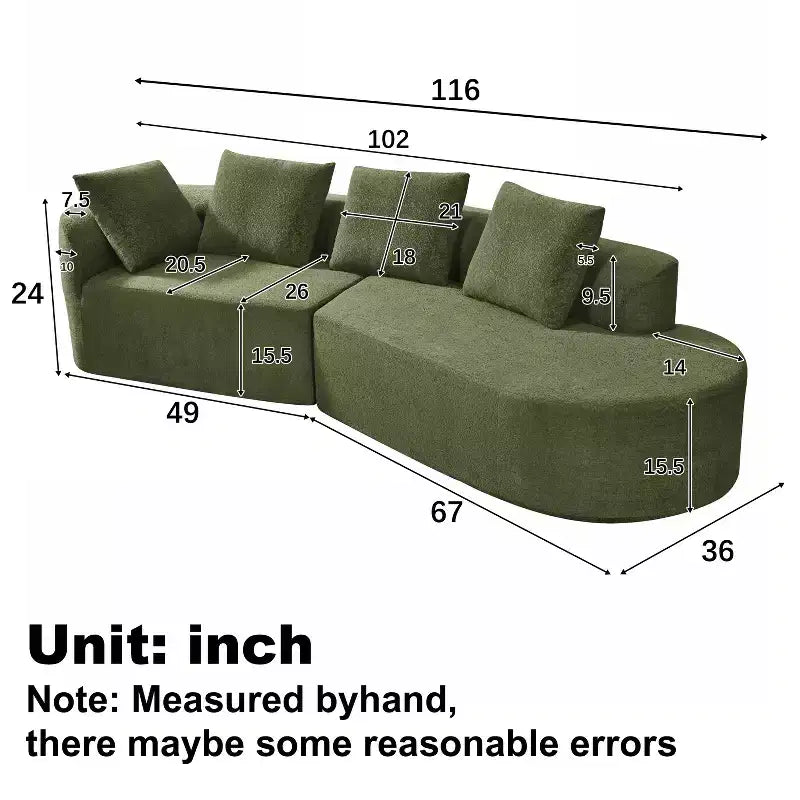 Christopher Knight Home 116 canapé sectionnel courbé moderne avec mousse haute densité et 4 coussins