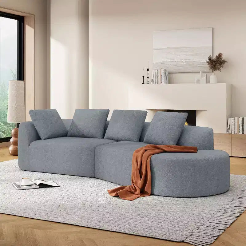 Christopher Knight Home 116 canapé sectionnel courbé moderne avec mousse haute densité et 4 coussins