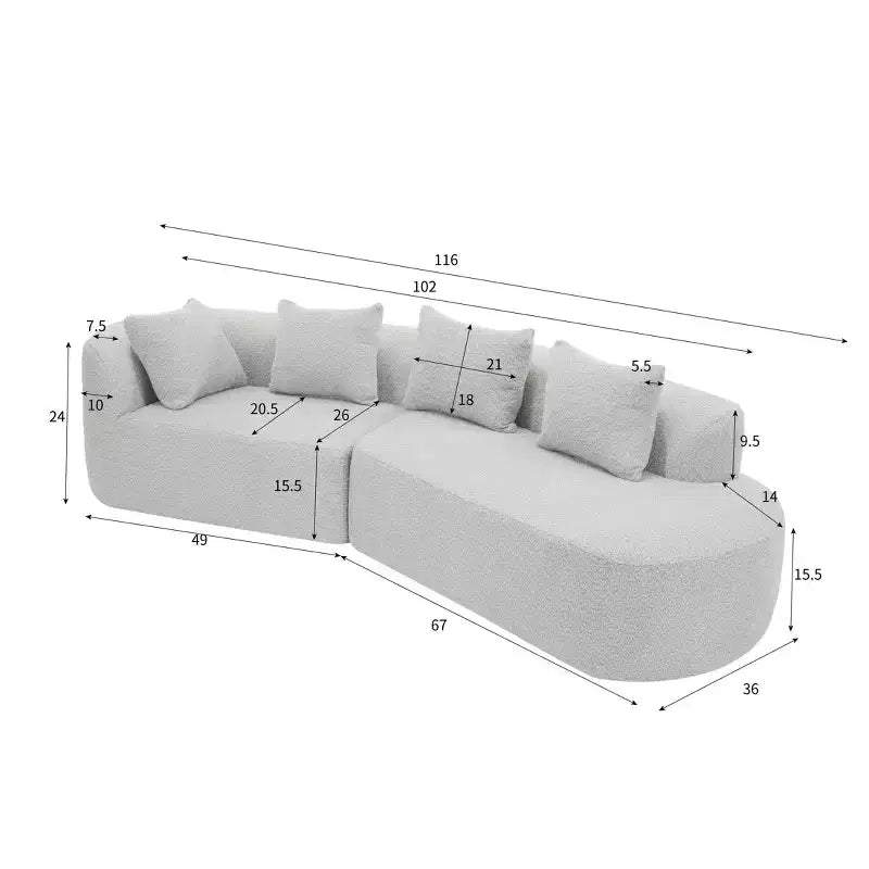 Christopher Knight Home 116 canapé sectionnel courbé moderne avec mousse haute densité et 4 coussins