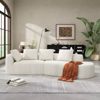 Christopher Knight Home 116 Modern Curved Sectional Sofa with High-Density Sponge and 4 Pillows