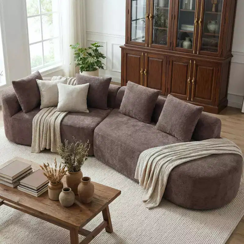 Christopher Knight Home 116 canapé sectionnel courbé moderne avec mousse haute densité et 4 coussins