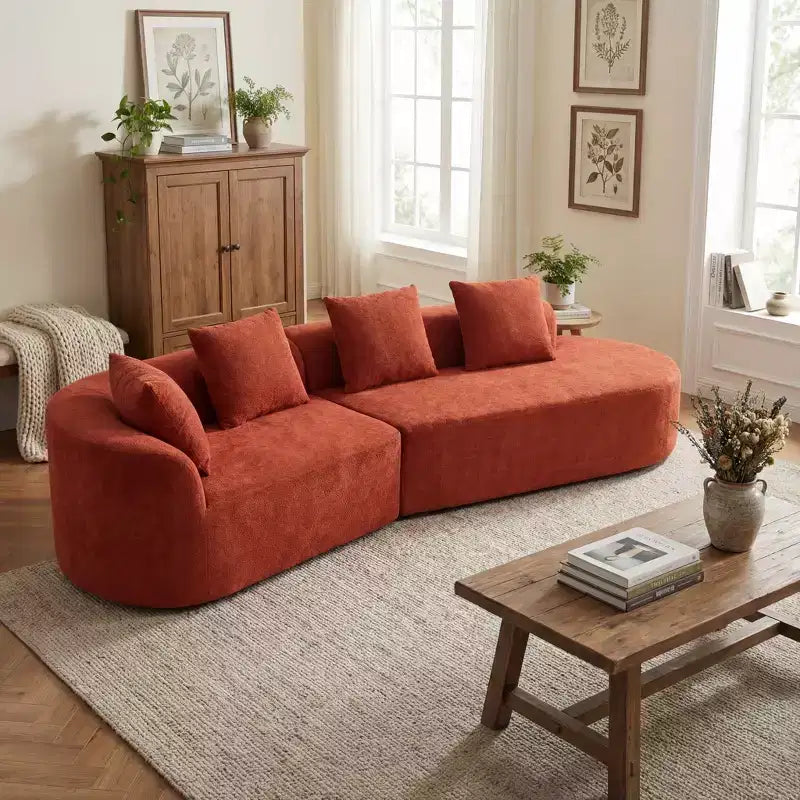 Christopher Knight Home 116 canapé sectionnel courbé moderne avec mousse haute densité et 4 coussins