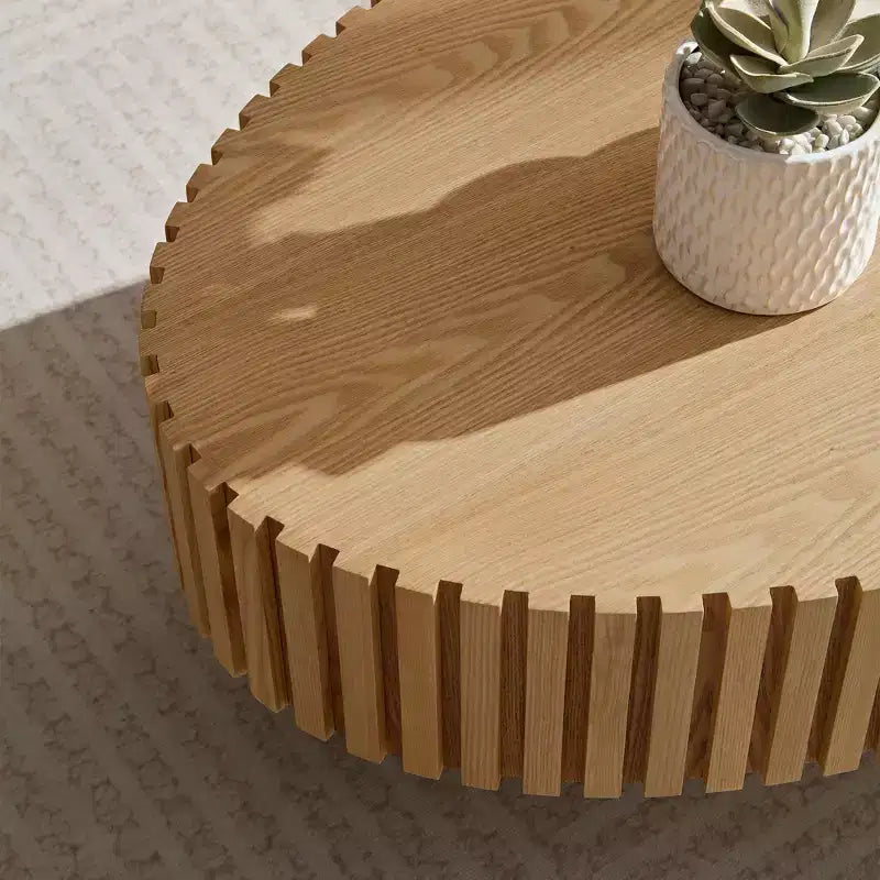 Table basse ovale/carrée, table centrale cannelée minimaliste, table d'appoint, frêne naturel/noyer/noir mat - ModernLuxe