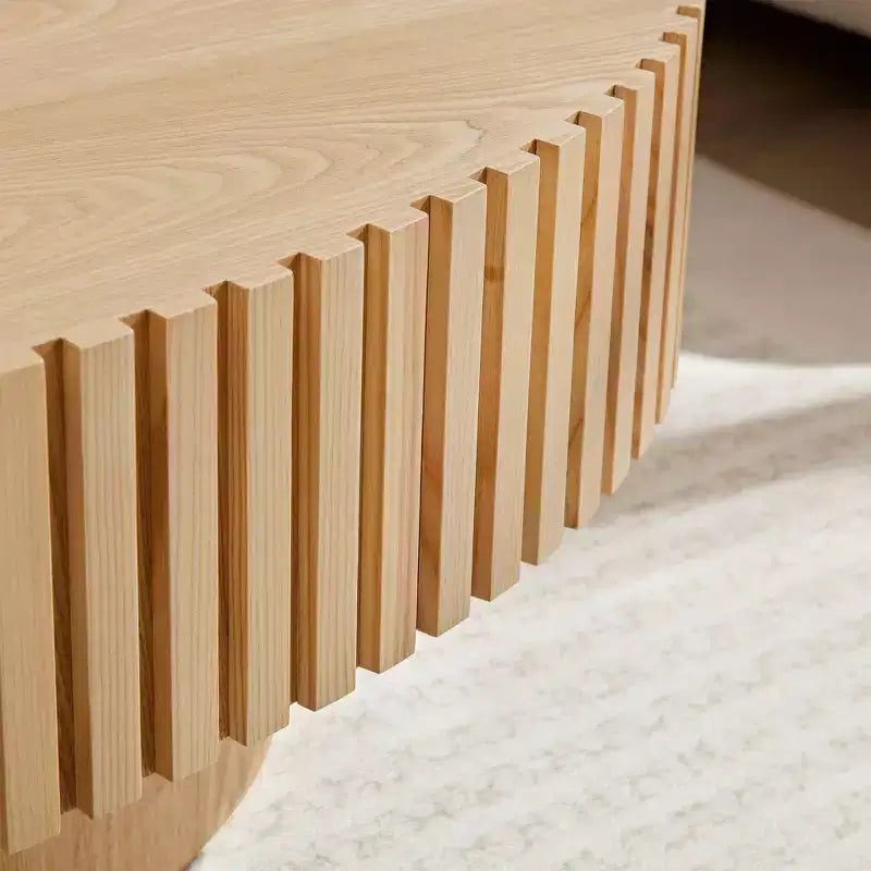 Table basse ovale/carrée, table centrale cannelée minimaliste, table d'appoint, frêne naturel/noyer/noir mat - ModernLuxe