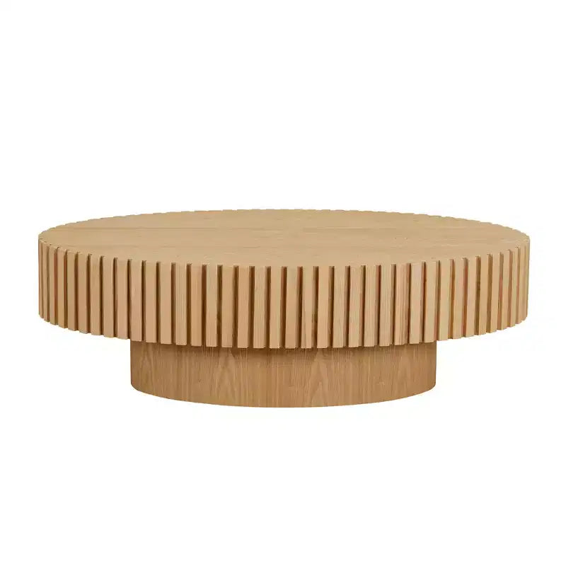Table basse ovale/carrée, table centrale cannelée minimaliste, table d'appoint, frêne naturel/noyer/noir mat - ModernLuxe