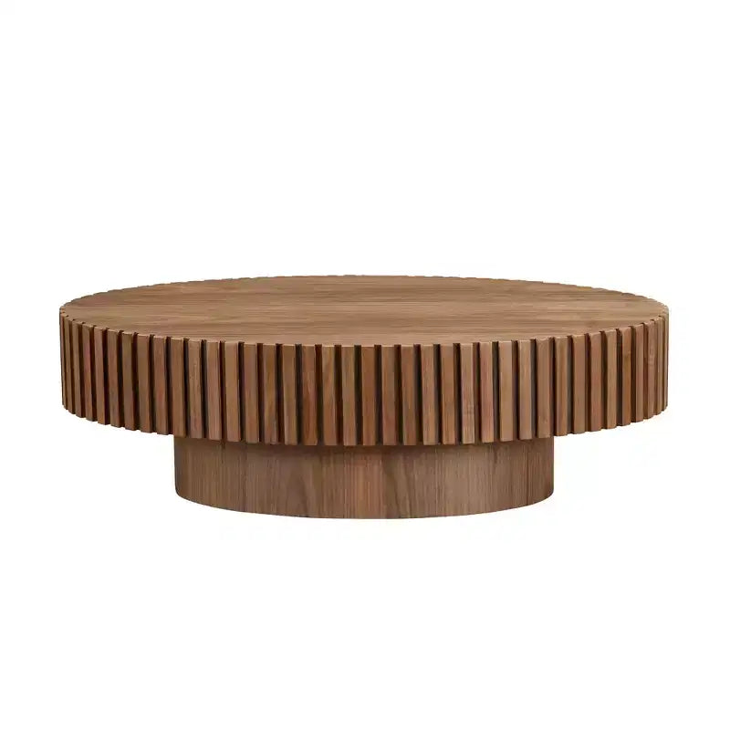 Table basse ovale/carrée, table centrale cannelée minimaliste, table d'appoint, frêne naturel/noyer/noir mat - ModernLuxe